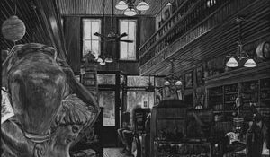 drawing of antique store