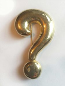 shiny brass question mark broach - this downloadable image is for student use in scratchboard class.