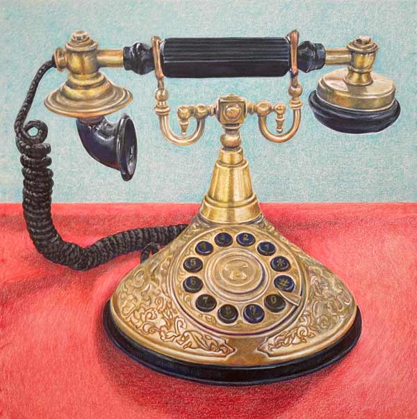 Golden ornate Princess Telephone with black speaker and dials.
