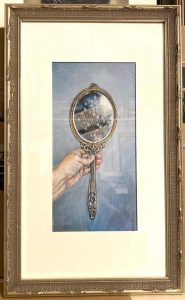 Antique Mirror colored pencil framed.