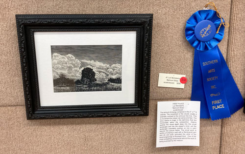 blue ribbon and artwork